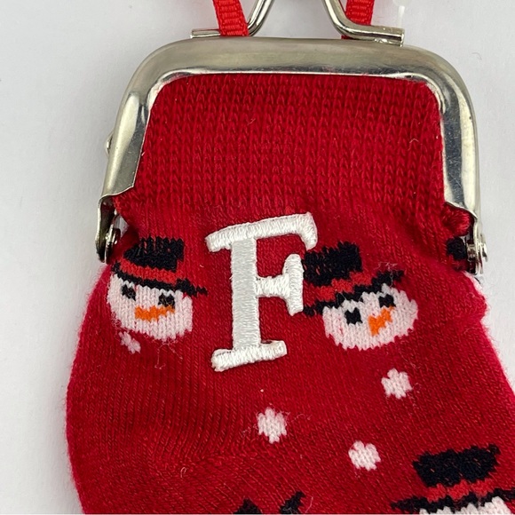 Ganz Sock Coin Purse Christmas Ornament Letter F - Picture 3 of 4